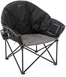 ARROWHEAD OUTDOOR Oversized Heavy-Duty Club Folding Camping Chair w/External Pocket, Cup Holder, Portable, Padded, Moon, Round, Saucer, Supports 330lbs, Carrying Bag, USA-Based Support