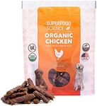 Organic Dog Treats, w/ Chicken, Sweet Potato, Turmeric, & Flaxseed, Low-Calorie, Grain-Free, Semi-Soft, Natural Dog Jerky, Healthy Dog Treats for Training Puppies, Small, Medium & Large Breeds, 5 oz