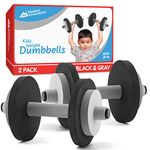 Modern Innovations Kids Weight Set (2 Pack) Toy Dumbbells, Baby Dumbbell Workout Weights, Fun Fitness and Exercise Equipment for Toddlers - Black & Gray