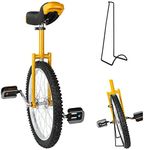 RZiioo 16/18/20/24" Wheel Trainer Unicycle Height Adjustable Skidproof Mountain Tire Balance Cycling Exercise, With Unicycle Stand, Wheel Unicycle,Yellow,20inch