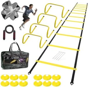 ENDIESS Speed & Agility Ladder Training Equipment Set - 1 Agility Ladder (20ft),5Hurdles,12Cones,1 Soccer Trainer,1Jump Rope, for Outdoor Sports Training Soccer, Football,Tennis&Basketball.