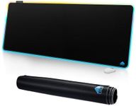 Cacoy 59" x 24" Large RGB Gaming Mouse Pad, LED Desk Pad with 9 Lighting Mode, Extended Desk Matt for Desktop with Non-Slip Base, Glowing LED Light Up Game Computer Accessories and Office Decor, Black