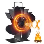 Drcokars Stove Fan, Log Burner Fan Silent, Wood Burner Fans, Heat Powered 4-Blade Fan for Wood Burning Stove, Eco Friendly Fire Fan for Log Burner Fireplace Efficient Heat Distribution