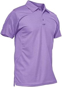 MAGCOMSEN Golf Polos for Men Polyester Collared Shirts Work Shirts Casual Shirts Quick Dry Short Sleeve Light Purple S