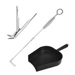 Quantfire BBQ Ash Removal Tool Set for Big Green Egg Accessories, Kamado Grill Cleaning Tools Include Ash Rake and Ash Pan and Grill Grate Lifter(at+AP+GG)