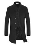 APTRO Mens Wool Coats Winter Jacket Warm Casual Overcoat Long Business Outwear Trench Coat 1681 Black XL