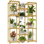 Bamworld Bamboo Plant Stand Indoor Hanging Plants Shelf for Multiple Plants Pots, Tall Large Flower Holder for Living Room, Patio, Balcony, Garden Nature Color