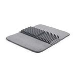 Umbra UDRY Rack and Microfiber Dish Drying Mat-Space-Saving Lightweight Design Folds Up for Easy Storage, 24 x 18 inches, Charcoal