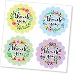 PG Creations 75 Pieces Thank You Stickers for Small Business, Flower Theme, Medium Size Labels, 1.5 Inch Round, Paper, Multicolour