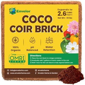 Envelor Coco Coir Brick 1-Pack Compressed Coconut Fiber Organic Coco Block Potting Soil 10 lb. Potting Mix Garden Soil 1 Brick = 18 Gallons of Growing Media Coconut Fiber Substrate Coco Peat Coir Pith