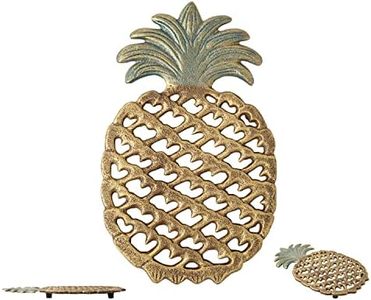 Cast Iron Pineapple Trivet - Decorative Cast Iron Trivet For Kitchen Or Dining Table - Vintage, Rustic Design - Protect your Countertop from Hot Dishes - With Rubber Pegs/Feet - Recycled Metal