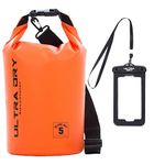 Premium Waterproof Bag, Sack with phone dry bag and long adjustable Shoulder Strap Included, Perfect for Kayaking/Boating/Canoeing/Fishing/Rafting/Swimming/Camping/Snowboarding (orange, 5 L)