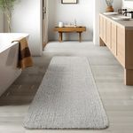 Phantoscope Bathroom Rug Set of 1 Bathroom Runner Rug Non-Slip Ultra Soft Microfiber Plush Long Bath Rug 2 x 6 ft Water Absorbing Shower Light Grey 24x70 in