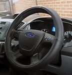 Black Steering Wheel Cover Soft Grip Leather Look Glove Transit Custom