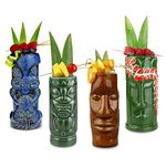 bar@drinkstuff Ceramic Beach Tiki Party Pack - Set of 4 - Ceramic Cocktail Mugs