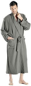 Cashmere Boutique: 100% Pure Cashmere Full Length Robe for Men (Color: Medium Gray, Size: Small/Medium)
