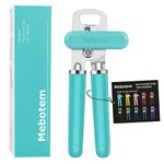 Mebotem 10 Colors Can Opener Manual Handheld Heavy Duty Hand Can Opener Smooth Edge Stainless Steel Can Openers Top Lid Kitchen Gadgets, Best Large Rated Easy Turn Knob, with Bottle Opener, Aqua Sky