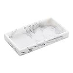 Navaris White Marble Resin Vanity Tray - 9.25" x 4.92" Bathroom Organizer Dish - Decorative Holder for Jewelry, Kitchen Counter Top, Bedside Table