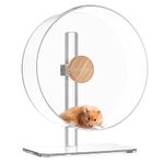 BUCATSTATE Hamster Wheel Slient 32cm, Acrylic Hamster Exercise Wheel with Stable Adjustable Stand Running Wheel for Golden Bear Hamster, Sugar Gliders, Rats, Hedgehogs and Other Small Animals