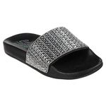 Skechers Women's POP UPS Sandal, Black Canvas/Rhinestone Trim, 6 UK