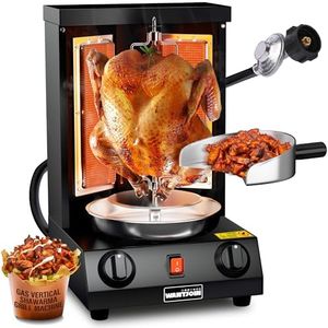 WantJoin Shawarma Grill Machine - Gas Vertical Rotisserie with 2 Burners for Home, Countertop Rotating Doner Kebab Oven Broiler Gyro Maker with Shovel, 11.6 * 11.8 * 19 inches, 110V,Black
