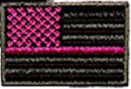 American Flag Patch with Pink Stripes - IRON ON