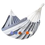 GOCAN Brazilian Double Hammock 2 Person Extra Large Canvas Cotton Hammock for Patio Porch Garden Backyard Lounging Outdoor and Indoor (Gray stripe)