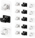 Self Adhesive Rods Curtain Hooks - 18 Pieces No Drill Nail Free Adjustable Curtain Brackets Hooks Abs Wall Towel Bar Clip Kit for Bathroom Living Room Kitchen Hotel Use