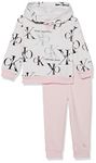 Calvin Klein Baby Girls 2 Pieces Jogger Set, Quiet Time/White, 4