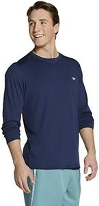 Speedo Men's Uv Swim Shirt Basic Easy Long Sleeve Regular Fit,Peacoat,Large