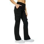 Yoga Flare Leggings for Women High Waisted Yoga Casual Pants Workout Leggings Cargo with 6 Pockets Bootcut Yoga Pants, Black, Large
