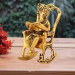 House Of Sensation Golden Lord Ganesha Statue Sitting On A Chair and Reading Ramayan Figurine Decorative Showpiece - 15 cm (Set of 1)