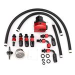 KIMISS Fuel Pressure Regulator,Universal Fuel Pressure Regulator Kit Fuel Supercharger Aluminum Alloy(Black + Red)