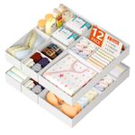 DIMJ 12Pack Baby Drawer Organisers - Fabric Drawer Organizer, Foldable Storage Box, Fabric, Drawer Inserts for Wardrobes, Wardrobe Organiser for Clothes, Baby Essentials, Nursery, White