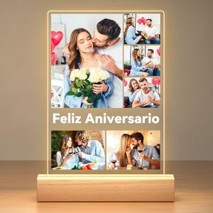 Regalo Aniversario Pareja, Regalos Personalizados para Mujer & Hombre, Cuadro Personalizado con Foto, Fotos Personalizadas Regalo con Luz Nocturna, Regalos Originales para Parejas Novio Novia