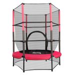 GALACTICA NEW Mini Trampoline | 4.5FT 55" with Safety Net Enclosure | Indoor Outdoor Children’s Activity Junior Trampoline - Red