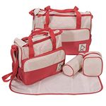 Baby Bucket Baby Diaper Nappy Changing Baby Diaper Bag/Baby Bag/Mummy Bag/Handbag (5 pcs. Set Red)