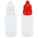 XIWENQUKU 2Pcs 15ml/0.5oz Plastic Dropper Bottles, Empty Squeezable Portable Travel Eye Liquid Dropper Mini Small Refillable Containers with Cap and Plug, White/Red