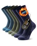 PULlOU Merino Wool Thermal Socks for Men Women Breathable Comfort Winter Warm Thick Socks for Work, Hiking, Running, Walking, Skiing and Outdoor Sports, (Size:9-12,Tri-color,3 Pairs)