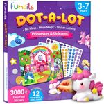 Funcils Dot Art Activity - Unicorn & Princess Sticker Art Kit, Toddler Art & Craft Supplies for kids, Birthday Gifts for Boys & Girls Ages 3, 4, 5, 6, 7 Year Old - Kids Travel Toys, Airplane Must Have