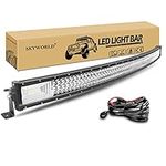 SKYWORLD 52 inch 675W Curved LED Light Bar Flood Spot Combo Beam Work Offroad Driving Fog Lamps with Wiring Harness Kit for ATV UTV SUV 4x4 4WD Tractor Truck Car Boat 12V 24V