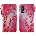 Zase for TCL Stylus 5G T-Mobile Metro Wallet Case Protective Cover Cute Premium PU Leather Flip Folio Magnetic Closure w/Kickstand ID Card Slot Wrist Strap for TCL Stylus 2022 (Pink Cherry Blossom)