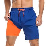 Mens Swim Trunks Quick Dry Bathing Suit for Men Board Shorts Beach Swim Shorts with Compression Liner Klein Blue Large