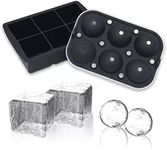 Ice Cube Tray, Large Sphere Molds Round, 2.5 Inch 6 Cavity Ice Cube Ball Maker Tray with Silicone Lid, Silicone Sphere Mold Bar For Whiskey & Cocktails