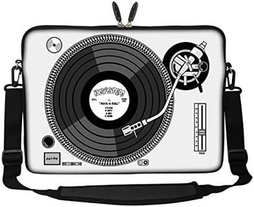 Meffort Inc 17 17.3 inch Neoprene Laptop Sleeve Bag Carrying Case with Hidden Handle and Adjustable Shoulder Strap - Record Player