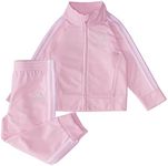 adidas Girls Classic Tricot Track Set, Clear Pink, 6M