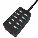 SABRENT Smart USB Charger 60 Watt 10 Ports, Fast Charger with Power Supply, Multi USB Charging Station, Wall Charger Compatible with Apple iPads, iPhones, Smartphones, Tablets, Portable Speakers etc.