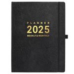 Diary 2025 - A4 Diary 2025 Week to View from Jan. 2025 to Dec. 2025, 2025 Diary with Soft Leather Cover, 21.7 x 28.3 x 1.5 cm - Black