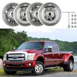 Lifeinfinity set of 4pcs 19.5" Polished Stainless Steel Dually Wheel Simulators, Durable Bolt On Wheel Cover,8 Lug 5 Hand Hole Hubcaps for truck 1999-2002 Ford F450/F550 with Installation Tool C19F8