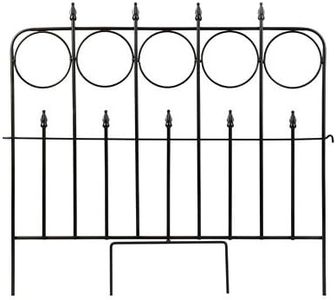 Panacea Arts & Crafts Border Fence, Black, 32" H, Pack of 10 Steel Garden Panels with Classic Finials, Powder Coated Durable Yard Fence, Swing-Out Legs for Stability, Connectable Sections